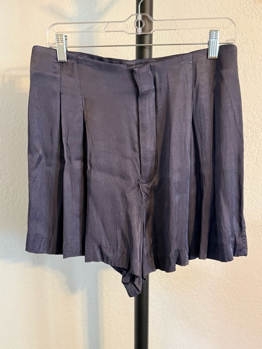 Zara Satin-Look Navy High-Waist Shorts